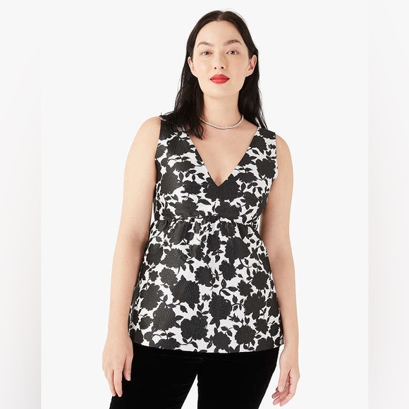Kate Spade Bicolor Floral Soirée Top NWOT - Picture 6 of 9